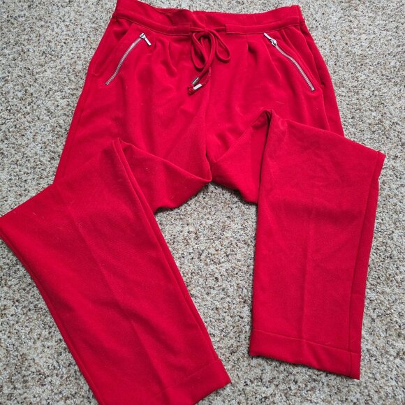 Red BBJ Los Angeles Ankle Pants Size L - Picture 1 of 3